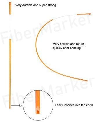 36-Inch Reflective Driveway Markers, Hollow Driveway Poles for Easy Visibility at Night, 1/4 Inch Diameter Snow Stakes Driveway Reflectors, Orange, 20 Pcs