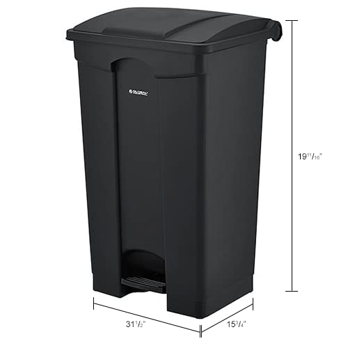 Global Industrial Plastic Rectangular Step On Trash Can, 23 Gallon, Black