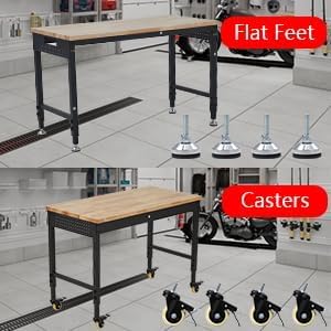 60" Workbench, Heavy Duty Adjustable Height Table with Power Outlets, Portable Garage & Workshop Work Bench, 2000 LBS Capacity, Office, Home Use, Easy Assembly, Multipurpose Utility Table
