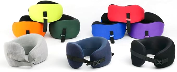 C CUSHION LAB Travel Pillow, Award-Winning Patented Ergonomic Design for Chin & Neck Support Memory Foam Neck Pillow, Compact Airplane Pillow for Traveling, Flight, Car (Hunter Green, Medium)