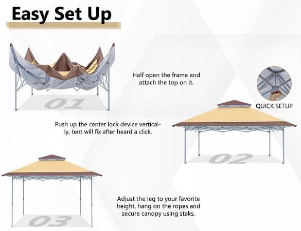 COOSHADE 13x13Ft Pop Up Canopy Tent Instant Folding Shelter 169 Square Feet Large Outdoor Sun Protection Shade(Grey)