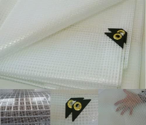 16 Mil Clear Poly Heavy Duty Tarp with Fiber Reinforcement - True Size Tarps with UV Protection, Tear Resistance, Flexibility, Reinforced Corners 10x18