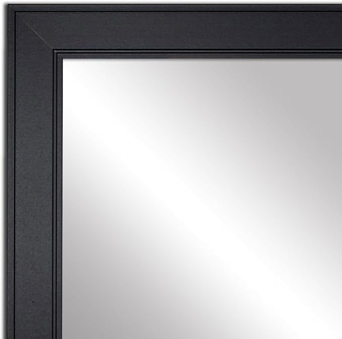 Frame My Mirror Black Framed Mirror, 24" x 36" Mirror for Bathroom, Wood Frame, True Reflections Glass, Black Finish, Porter Design, Hangs Horizontally or Vertically, Made in USA