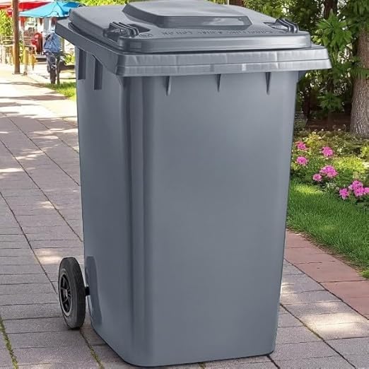 PRO&Family Wheeled Outdoor Trash Can Garbage Can Garage Trash Can for Restaurants/Hospitals/Offices/Back of House/Warehouses/Home (Gray, 96 Gallon)