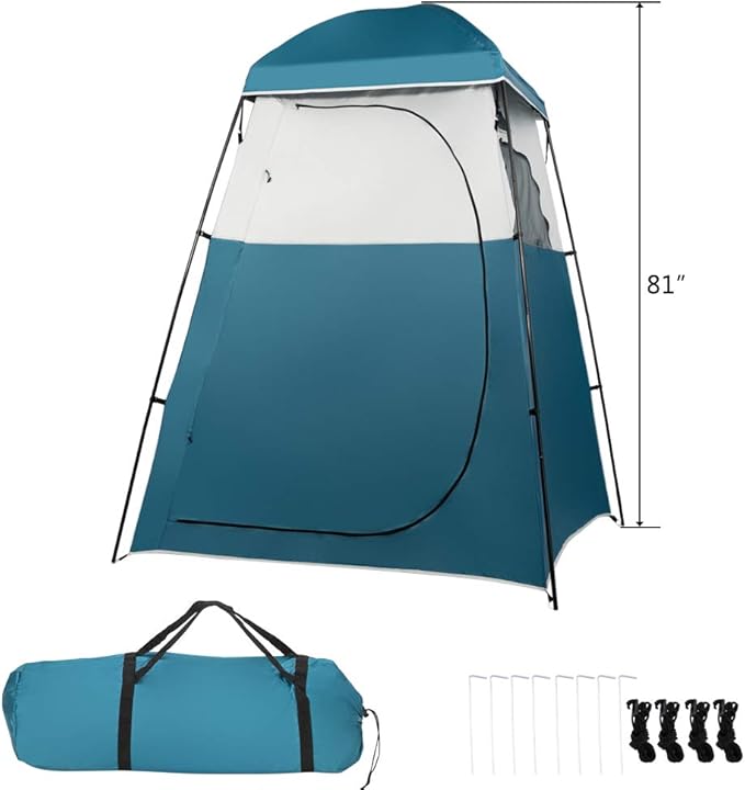 VINGLI 6.7FT Shower Tent, Changing Room Tent for Portable Toilet, with Mesh Floor and Carrying Bag, Lightweight & Sturdy, Perfecr for Camping, Boat, Dressing Outdoor or Indoor