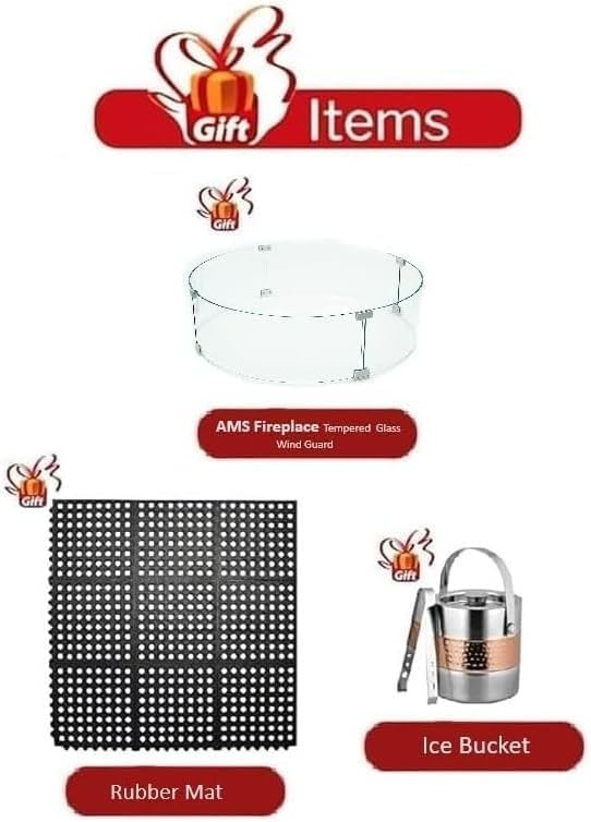 Elementi Lunar Bowl Cast Concrete Fire Table Bundle, Outdoor Fire Pit Fire Table Patio Furniture, Light Gray (Liquid Propane Gas)