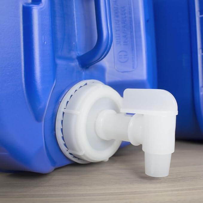 5-Gallon Stackable Water Storage Containers, 5 Gallons Each w/Lids + Spigot, Easy Fill, Survial Supply Emergency Water Storage for Camping and Disaster Preparedness, RV, 40 Gallon (8 Tanks)