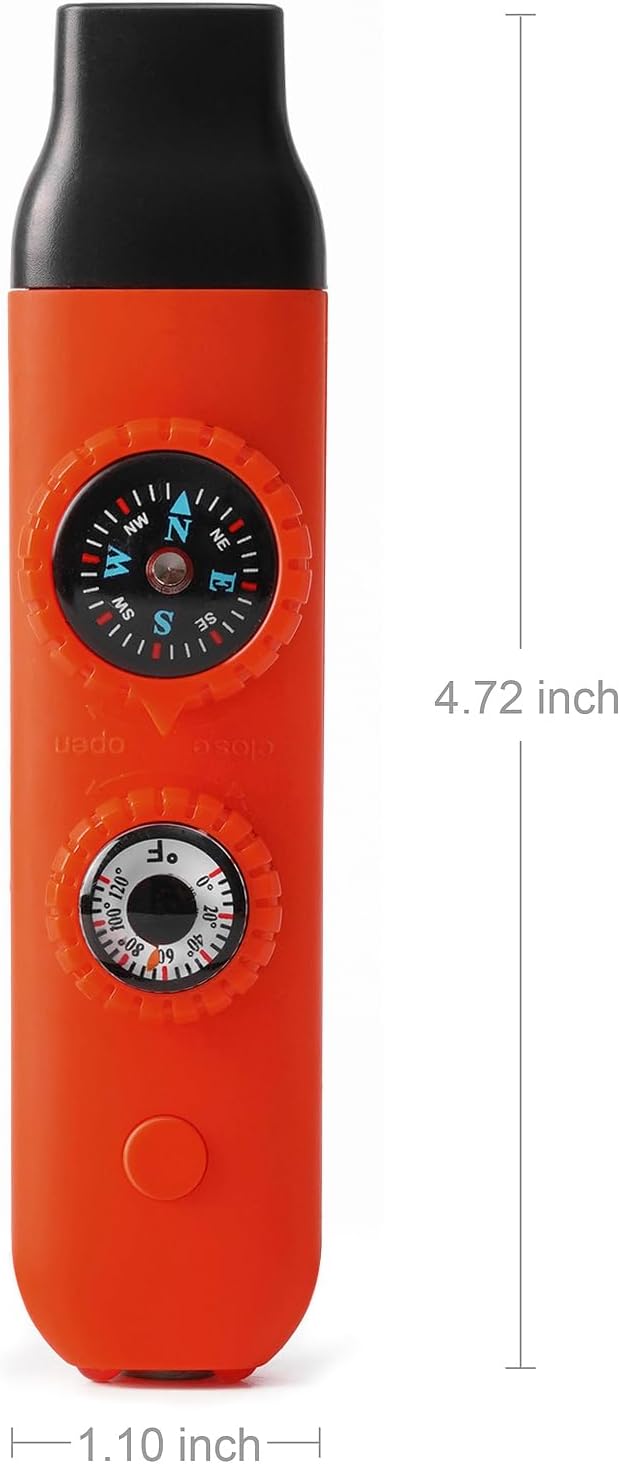 Emergency Survival Safety Whistle,Whistle for Kids with Lanyard,Compass,Thermometer,Ideal for Kayaking, Boating, Hiking, Camping, Climbing