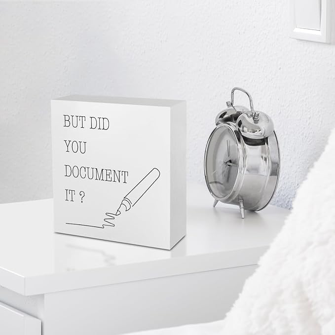 Funny Office Supplies Rustic Country Desk Decor White Wooden Box Sign But Did You Document It Humor Coworker Boss HR Gifts Office Organizer Farmhouse Wood Plaque Cubicle Accessories Home Shelf Decor