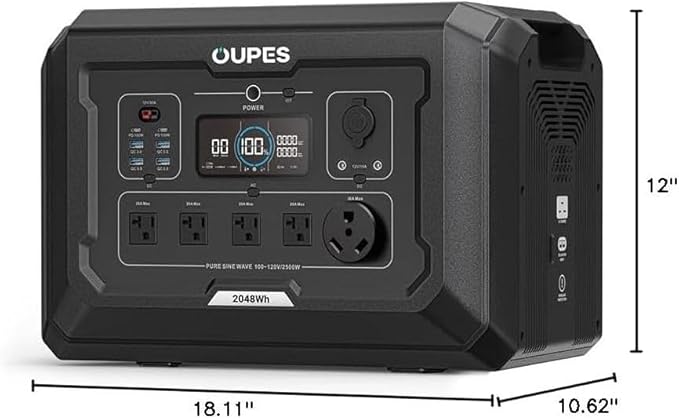 OUPES Mega 2 Portable Power Station Bundle 2500W (5400W Peak), 10.24kWh Expandable LiFePO4 Solar Generator with 4x240W Solar Panels (960W Total) – Off-Grid Solar System