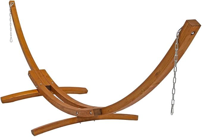 Sunnydaze Curved Wood Hammock Stand Only - 2-Person Wooden Hammock Stand for Outside with 400-Pound Capacity- 13-Foot