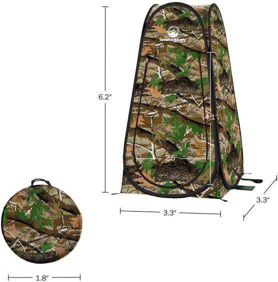 Pop Up Pod - Privacy Shower Tent, Dressing Room, or Portable Toilet Stall with Carry Bag for Camping, Beach, or Tailgate by Wakeman Outdoors (Camo)