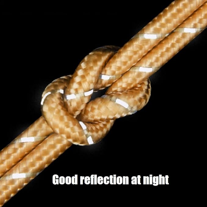 Tent Wind Ropes with Tensioners Cord Adjuster, 4pcs 13ft Reflective Rope for Camping, Hiking, Canopy Shelter, Outdoor Activity(Yellow)