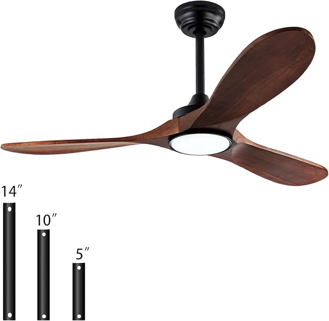 42”Ceiling Fans with Light and Remote Control, Lighted Wooden Ceiling Fan Noiseless Reversible DC Motor with 3 Blades for Farmhouse, Living Room, Office, Indoor Outdoor (Black + Walnut)