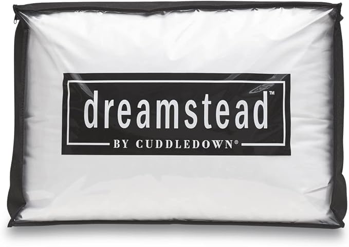 Cuddledown Dreamstead Premium Sleeping Pillow| European White Goose Down | 700 Fill Power | 300 Thread Count 100% Cotton Shell | Windowpane Weave | Hypoallergenic | Handcrafted | King – Medium