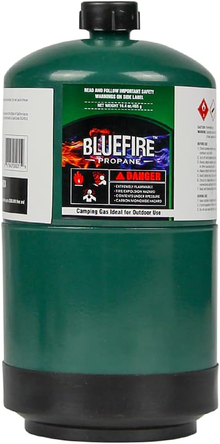 BLUEFIRE 16.4 oz Propane Replacement Fuel Camping Gas Cylinder Pack of 6 All Purpose Portable Canister Propane Gas Tank for Camping Stove Outdoor Backpack Mini Burner Heater Cooking Torch Lamp