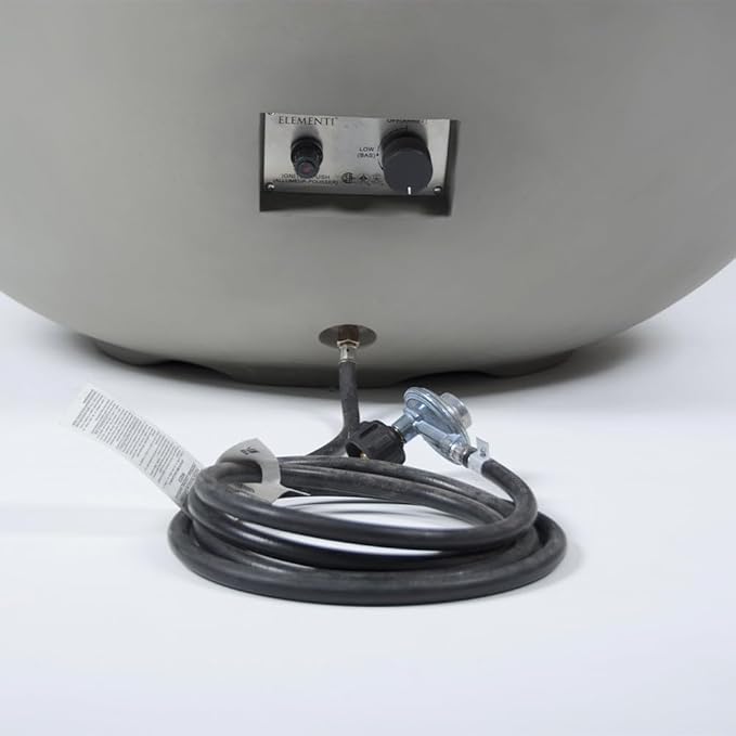 Elementi Lunar Fire Bowl Outdoor Fire Pit Table 42 Inches Round Firepit Concrete Patio Heater Electronic Ignition Backyard Fireplace Cover Lava Rock Included Liquid Propane