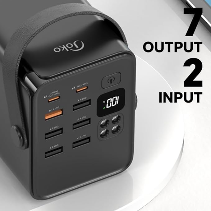 JOKO 70000mAh Power Bank High Capacity 20W PD 3.0 Fast Charging 22.5W Max Large Power Bank,7 Outputs 2 Inputs,LED Display,USB-C Battery Packs for iPhone, Samsung, Outdoors,Camping