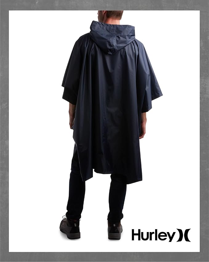 Hurley Ponchos Adult - Waterproof Rain Ponchos for Adults, Lightweight Packable Rain Poncho for Hiking, Camping & Emergency