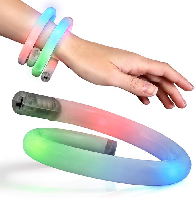 Flashing Light Up Wrap Around Tube Bracelet with Multicolor LEDs
