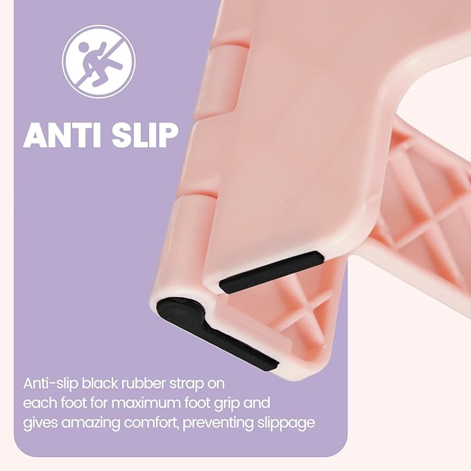 ACSTEP 9 Inch Folding Step Stool 300 LB Capacity Non Slip Foot Stool with Handle Plastic Foldable Step Stools for Kids Stepping Stool for Bathroom Black Small Step Stool (1 PC Pink)