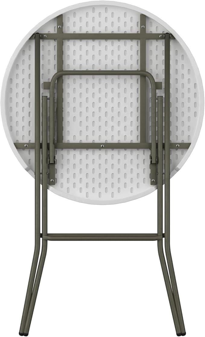 Commercial Round Bar Height Folding Table - Heavy-Duty White Plastic for Parties, Banquets, and Events - Perfect for Indoor/Outdoor Use (32 inches, 5 Units)