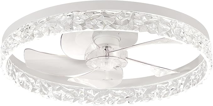 Ceiling Fans with Lights, Flush Mount Ceiling Fan with Lights and Remote, 6 Wind Speeds Low Profile Smart Ceiling Fan for Bedroom, Kids Room, Kitchen and Small Room 20"