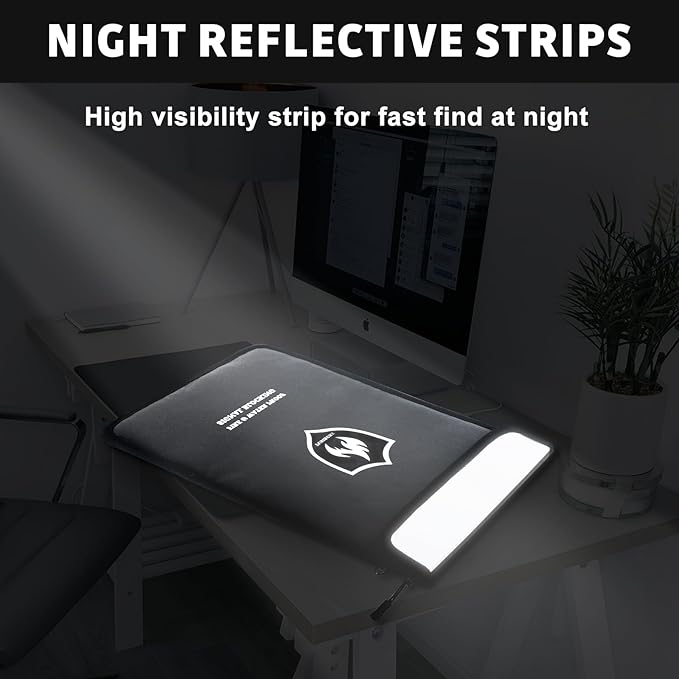 6200°F Upgraded Fireproof Document Bag, 15.7" x 11.4" Faraday Bag, Water Resistant Fireproof Money Bag with Zipper, 18 Layers of Heat Insulated Materials, RFID Blocking Bag, Anti-Theft Anti-Tracking