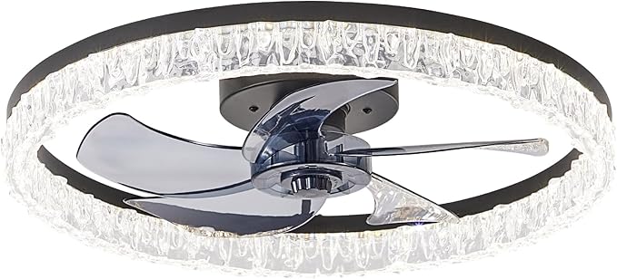 Ceiling Fans with Lights and Remote, 20" Modern Low Profile Ceiling Fan, Stepless Color Temperature Change and 6 Wind Speeds, Flush Mount Ceiling Fans for Bedroom, Kids Room and Kitchen
