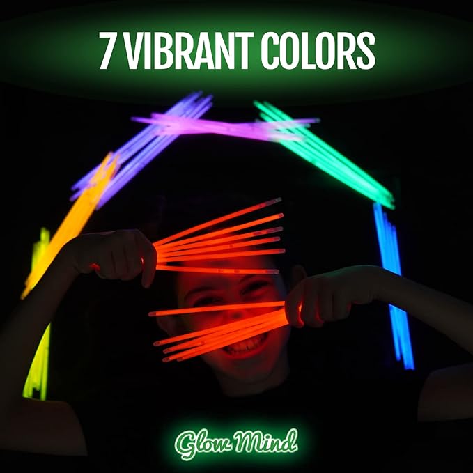 500 Ultra Bright Glow Sticks Bulk - Halloween Glow in the Dark Party Supplies Pack - 8" Glowsticks Party Favors with Bracelets and Necklaces