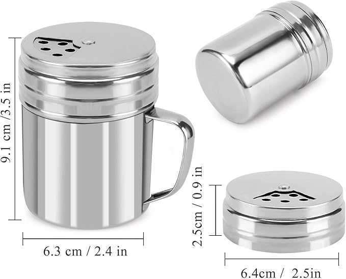 Accmor 9oz Salt and Pepper Shakers with Adjustable Pour Holes, Stainless Steel Dredge Shaker, Seasoning Spice Shakers for Salt Pepper Cinnamon Sugar Flour