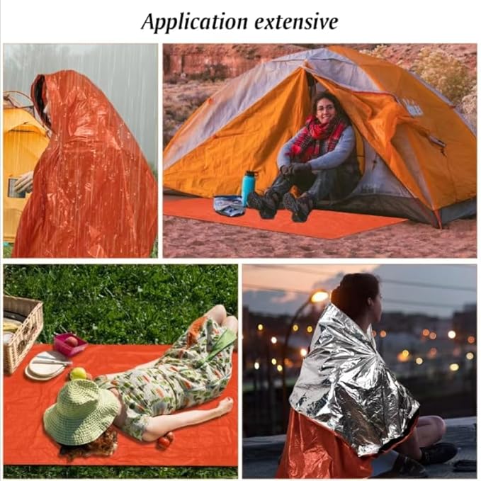 Emergency Sleeping Bag 2 Pack, Portable Waterproof Survival Sleeping Bag with Thermal Insulation for Outdoor Camping and Hiking