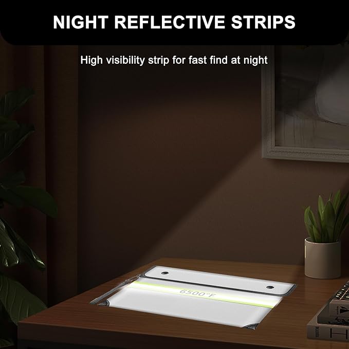 6200°F Upgraded Fireproof Document Bag with Waterproof Zipper,9 Layers of Heat Insulated Materials,Fireproof Money Bag for Cash,Valuables and Important Documents(Not Suitable for A4 Files)