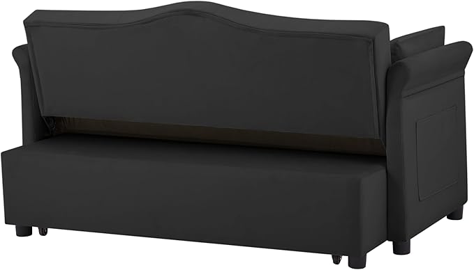58" Velvet Sofa Bed, 3-in-1 Convertible Pull-Out Sleeper Sofa & Couch with Storage Bag and Adjustable Backrest,Perfect for Small Spaces, Living Room, or Office