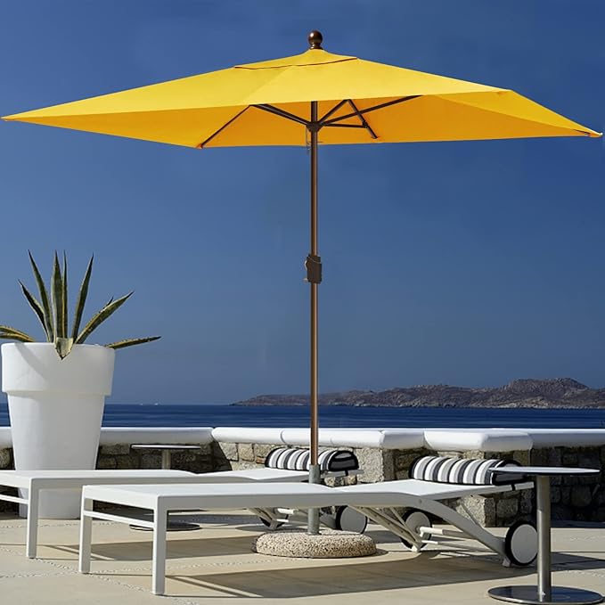 EliteShade USA 10-Year-Non-Fading 6.5x10Ft Rectangular Market Umbrella Patio Umbrella Outdoor Table Umbrella with Ventilation, Sunflower Yellow