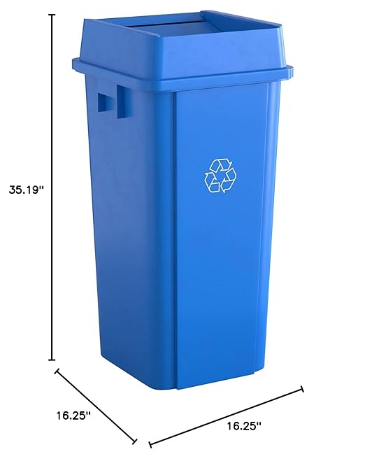 23 Gallon Blue Square Commercial Trash Can with Lid