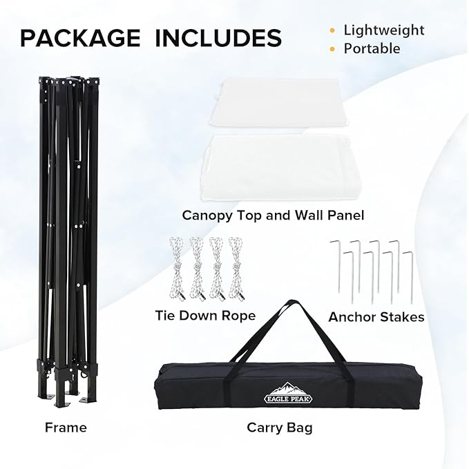 EAGLE PEAK Flex Compact 5x5 Pop-up Canopy Changing Room, Portable Privacy Dressing Room for Indoor Fashion Photoshoots, Camping, or Pool, White