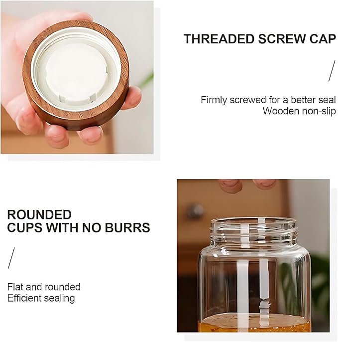 Glass Jar with Screw Top Lid 37oz Borosilicate Glass Spice Jars Seasoning Containers Kitchen Glass Food Storage Canisters for Pantry Liquid Tea Bath Salts Fermenting