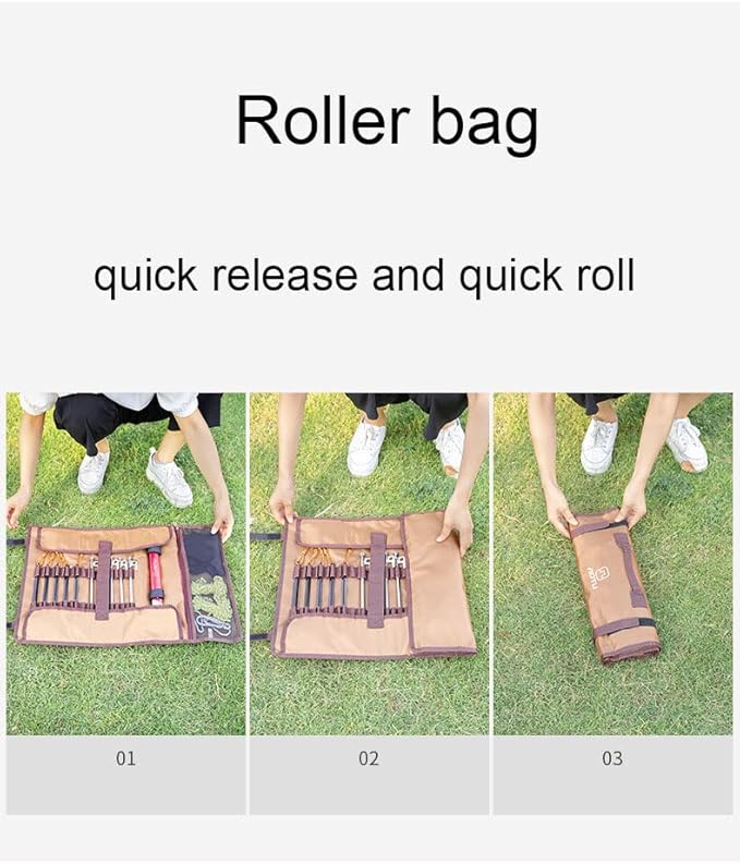 Tent Stake Storage Bag Tent Stake Roll Bag Ground Nail Storage Bag, Heavy Duty Oxford Polyester Case for Tent Pegs and Camping Hammer