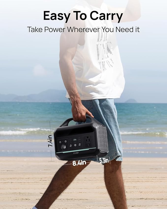 Portable Power Station 300W (600W Surge), 204Wh Solar Generator LiFePO4 Electric with AC&DC Outlets Fast Charging for Outdoors Camping Essentials Backup Bank Emergency, RV, Off-Grid Living