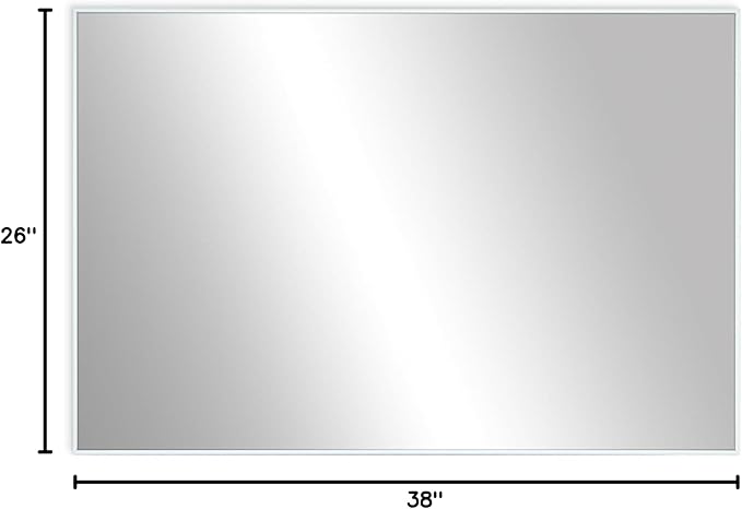 Frame My Mirror White Metal Framed Mirror, 26" x 38" Mirror for Bathroom, Metal Frame, True Reflections Glass, Pure White Finish, Stanton Design, Hangs Horizontally or Vertically, Made in USA
