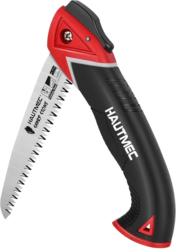 HAUTMEC 6" Folding Pruning Saw, Pro Folding Saw of Sharp Stone Serie, SK5 Foldable Blade Triple-cut Teeth, for Wood Cutting, Garden Camping, Landscaping, Tree Trimming HT0303