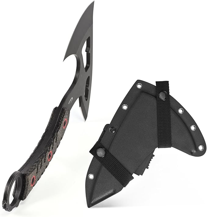 C1392 Camping Axes,DC53 Steel Blade with Micarta Handle Chopping Axe Bushcraft Camping Axes Survival Hatchet with Kydex Sheaths for Hiking Hunting Camping Splitting Chopping Wood(Black)