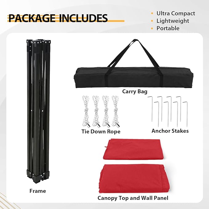 EAGLE PEAK Flex Compact 4x4 Pop-up Canopy Changing Room, Portable Privacy Dressing Room for Indoor Fashion Photoshoots, Camping, or Pool, Red