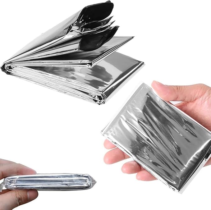 Emergency Foil Blanket (Pack of 100), Survival Thermal Mylar Blankets Individually Packaged Perfect for Outdoors, Hiking, Survival, Marathons or First Aid