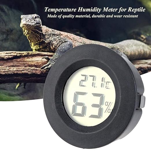 Digital Mini Thermometer Round Hygrometer 3-Pack LCD Display Indoor Outdoor Temperature Humidity Meter for Humidors Reptile Greenhouse Fridge Fahrenheit(℉)/ Celsius(℃)(Black)