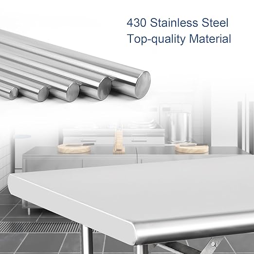 HARDURA Folding Stainless Steel Table 30X48 Inches with Legs NSF Commercial Portable Folding Prep Table for Restaurant Kitchen Home and Hotel