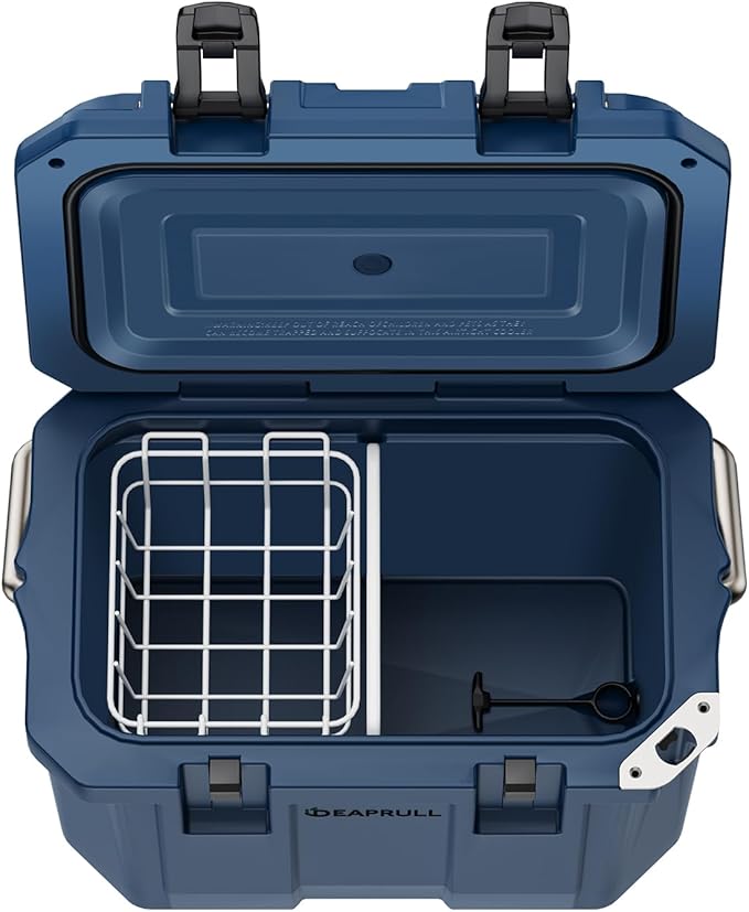 Hard Cooler, Insulated Ice Chest Box Holds Ice for More Days, Portable Cooler with Handle, Cup Holders, Double Latches for Camping Drink, Beach, Picnic, Fishing, Boat, Barbecue