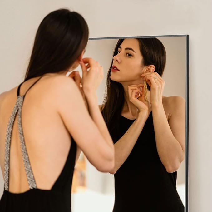 Full Length Floor Mirror, 64"x 21" With Aluminum Alloy Thin Frame - Hanging or Leaning for Wall, Bedroom, Dressing, Home Decor - Black