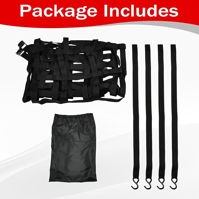 Heavy Duty 66" x 50" Truck Bed Cargo Net with Adjustable Cam Buckles & S-Hooks,5.5' x 4.17' Cargo Net with 1100LBS Capacity for Pickup Truck Bed Trailer SUV Jeeps